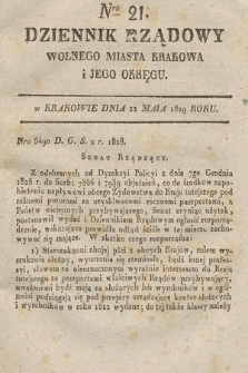 Dziennik Rządowy Wolnego Miasta Krakowa i Jego Okręgu. 1829, nr 21