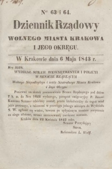 Dziennik Rządowy Wolnego Miasta Krakowa i Jego Okręgu. 1843, nr 63-64