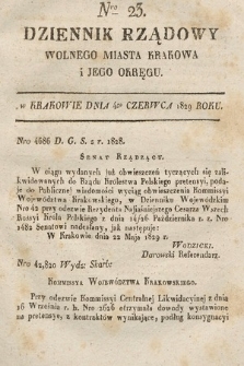 Dziennik Rządowy Wolnego Miasta Krakowa i Jego Okręgu. 1829, nr 23