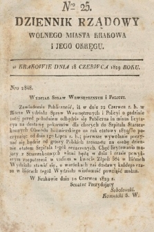 Dziennik Rządowy Wolnego Miasta Krakowa i Jego Okręgu. 1829, nr 25
