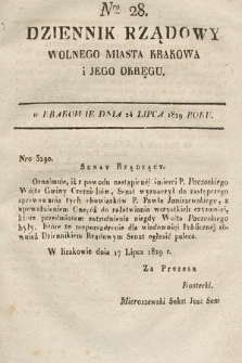 Dziennik Rządowy Wolnego Miasta Krakowa i Jego Okręgu. 1829, nr 28