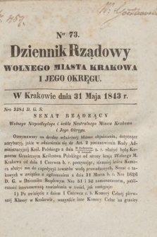 Dziennik Rządowy Wolnego Miasta Krakowa i Jego Okręgu. 1843, nr 73