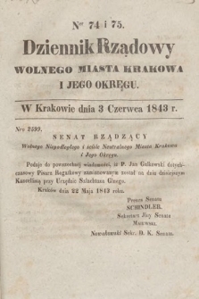 Dziennik Rządowy Wolnego Miasta Krakowa i Jego Okręgu. 1843, nr 74-75