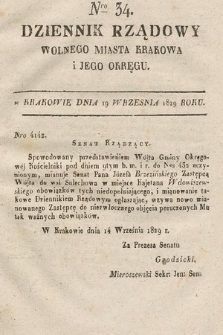 Dziennik Rządowy Wolnego Miasta Krakowa i Jego Okręgu. 1829, nr 34