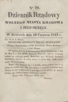 Dziennik Rządowy Wolnego Miasta Krakowa i Jego Okręgu. 1843, nr 78