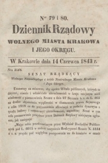 Dziennik Rządowy Wolnego Miasta Krakowa i Jego Okręgu. 1843, nr 79-80