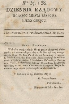 Dziennik Rządowy Wolnego Miasta Krakowa i Jego Okręgu. 1829, nr 37-38