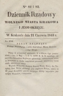 Dziennik Rządowy Wolnego Miasta Krakowa i Jego Okręgu. 1843, nr 81-82