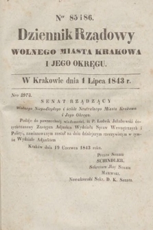Dziennik Rządowy Wolnego Miasta Krakowa i Jego Okręgu. 1843, nr 85-86
