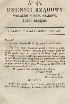 Dziennik Rządowy Wolnego Miasta Krakowa i Jego Okręgu. 1829, nr 44