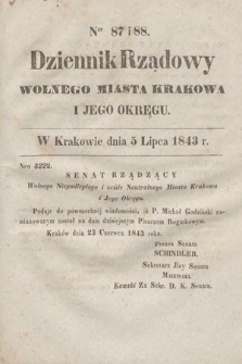 Dziennik Rządowy Wolnego Miasta Krakowa i Jego Okręgu. 1843, nr 87-88
