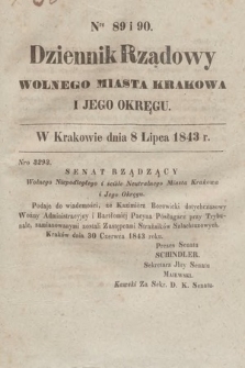 Dziennik Rządowy Wolnego Miasta Krakowa i Jego Okręgu. 1843, nr 89-90