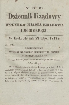 Dziennik Rządowy Wolnego Miasta Krakowa i Jego Okręgu. 1843, nr 97-98
