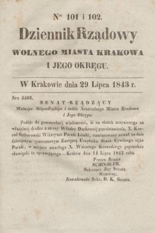 Dziennik Rządowy Wolnego Miasta Krakowa i Jego Okręgu. 1843, nr 101-102
