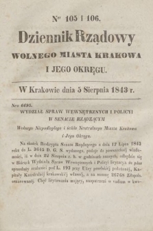 Dziennik Rządowy Wolnego Miasta Krakowa i Jego Okręgu. 1843, nr 105-106