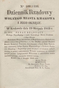 Dziennik Rządowy Wolnego Miasta Krakowa i Jego Okręgu. 1843, nr 109-110