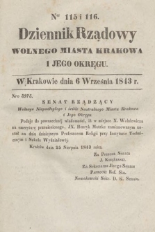 Dziennik Rządowy Wolnego Miasta Krakowa i Jego Okręgu. 1843, nr 115-116
