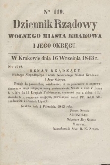 Dziennik Rządowy Wolnego Miasta Krakowa i Jego Okręgu. 1843, nr 119