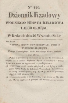 Dziennik Rządowy Wolnego Miasta Krakowa i Jego Okręgu. 1843, nr 120