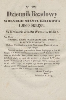 Dziennik Rządowy Wolnego Miasta Krakowa i Jego Okręgu. 1843, nr 121