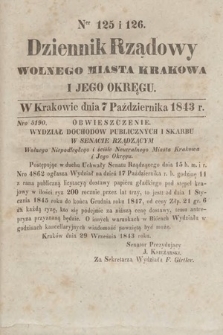 Dziennik Rządowy Wolnego Miasta Krakowa i Jego Okręgu. 1843, nr 125-126