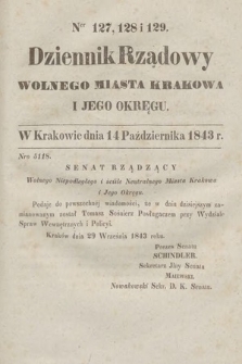 Dziennik Rządowy Wolnego Miasta Krakowa i Jego Okręgu. 1843, nr 127-129