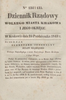 Dziennik Rządowy Wolnego Miasta Krakowa i Jego Okręgu. 1843, nr 134-135