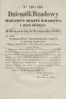 Dziennik Rządowy Wolnego Miasta Krakowa i Jego Okręgu. 1843, nr 138-139