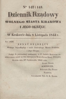 Dziennik Rządowy Wolnego Miasta Krakowa i Jego Okręgu. 1843, nr 142-143