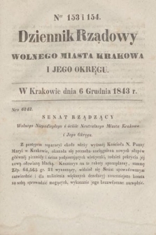 Dziennik Rządowy Wolnego Miasta Krakowa i Jego Okręgu. 1843, nr 153-154