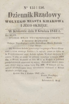 Dziennik Rządowy Wolnego Miasta Krakowa i Jego Okręgu. 1843, nr 155-156