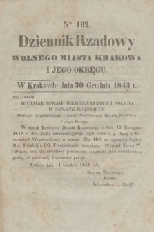 Dziennik Rządowy Wolnego Miasta Krakowa i Jego Okręgu. 1843, nr 162