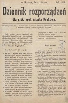 Dziennik Rozporządzeń dla Stoł. Król. Miasta Krakowa. 1880, L. 1