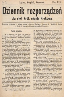 Dziennik Rozporządzeń dla Stoł. Król. Miasta Krakowa. 1880, L. 3