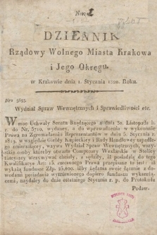 Dziennik Rządowy Wolnego Miasta Krakowa i Jego Okręgu. 1820, nr 1
