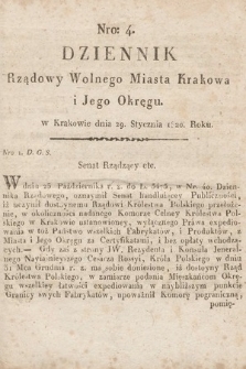 Dziennik Rządowy Wolnego Miasta Krakowa i Jego Okręgu. 1820, nr 4