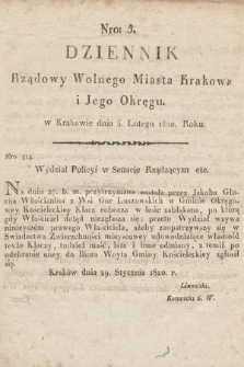 Dziennik Rządowy Wolnego Miasta Krakowa i Jego Okręgu. 1820, nr 5