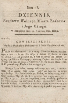 Dziennik Rządowy Wolnego Miasta Krakowa i Jego Okręgu. 1820, nr 15