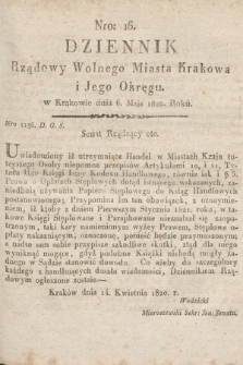 Dziennik Rządowy Wolnego Miasta Krakowa i Jego Okręgu. 1820, nr 16