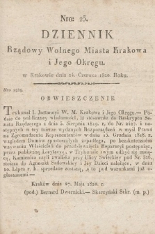 Dziennik Rządowy Wolnego Miasta Krakowa i Jego Okręgu. 1820, nr 23