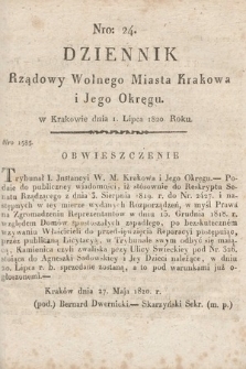 Dziennik Rządowy Wolnego Miasta Krakowa i Jego Okręgu. 1820, nr 24