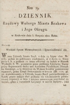 Dziennik Rządowy Wolnego Miasta Krakowa i Jego Okręgu. 1820, nr 29