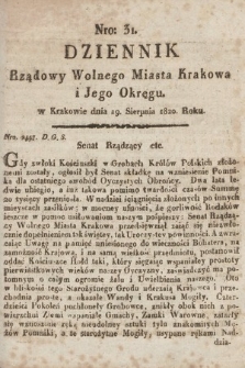 Dziennik Rządowy Wolnego Miasta Krakowa i Jego Okręgu. 1820, nr 31