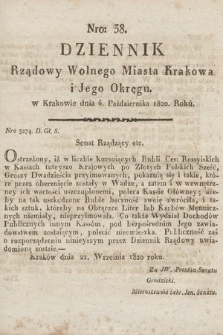 Dziennik Rządowy Wolnego Miasta Krakowa i Jego Okręgu. 1820, nr 38