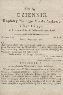 Dziennik Rządowy Wolnego Miasta Krakowa i Jego Okręgu. 1820, nr 39