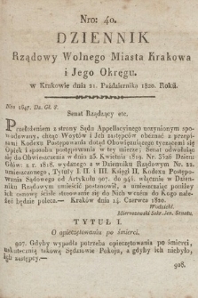 Dziennik Rządowy Wolnego Miasta Krakowa i Jego Okręgu. 1820, nr 40