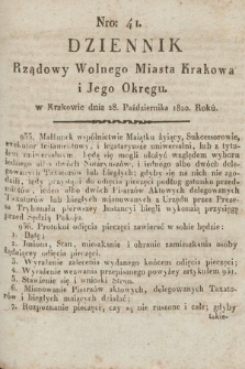 Dziennik Rządowy Wolnego Miasta Krakowa i Jego Okręgu. 1820, nr 41