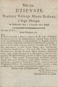 Dziennik Rządowy Wolnego Miasta Krakowa i Jego Okręgu. 1820, nr 42