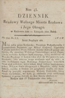 Dziennik Rządowy Wolnego Miasta Krakowa i Jego Okręgu. 1820, nr 43