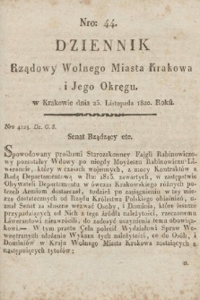 Dziennik Rządowy Wolnego Miasta Krakowa i Jego Okręgu. 1820, nr 44